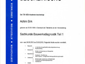 Bescheinigung Bauwerksdiagnostik Teil 1